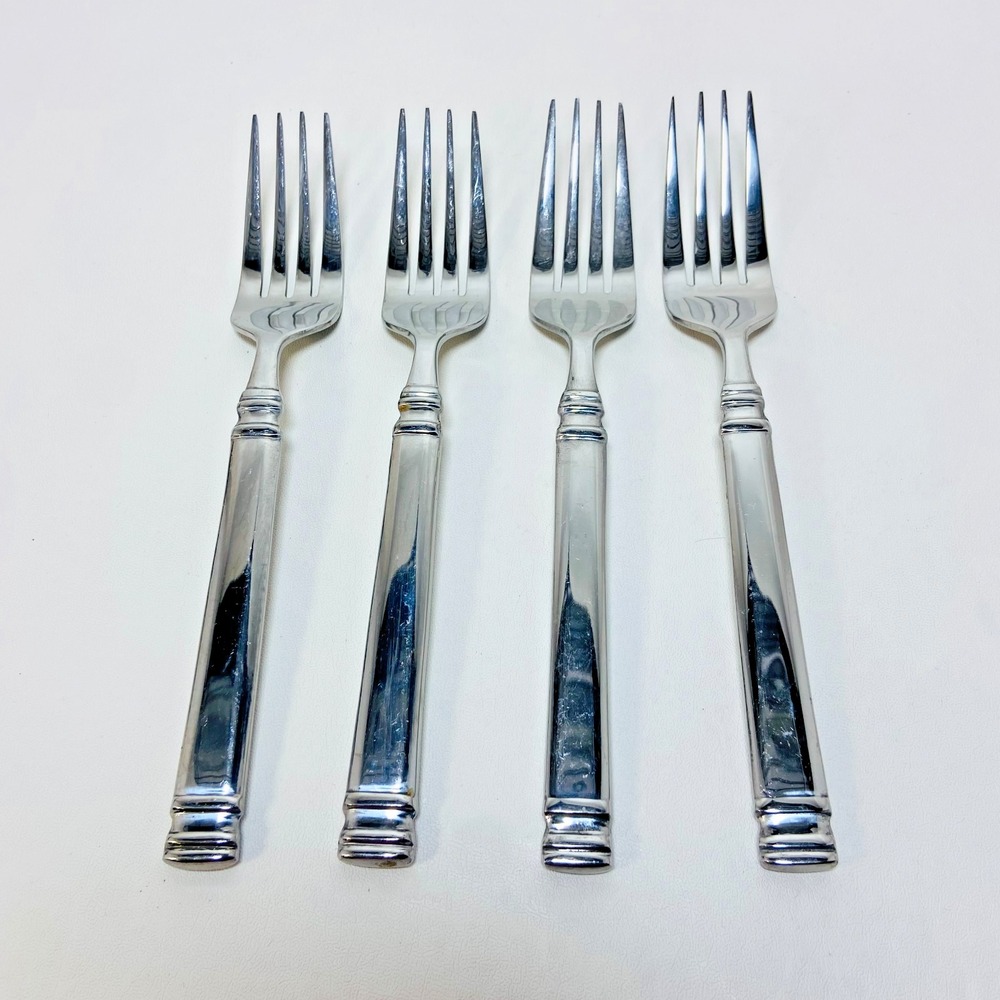 Set of 4 Wallace WAS205 Stainless‎ Glossy 7.25" Dinner Forks Flatware Silverware